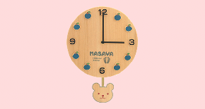 振り子付き時計(くま/青)名入れバージョン
